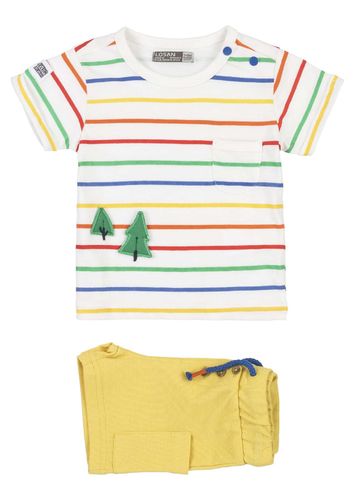 Conjunto de camiseta de rayas multicolores y bermuda LOSAN