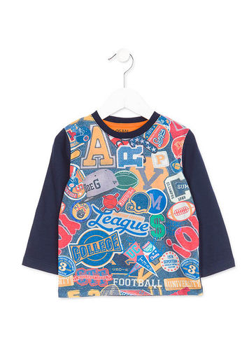 Camiseta estampada con insignias deportivas y escolares LOSAN