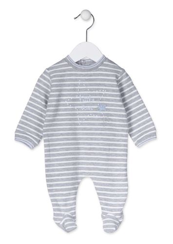 Pijama de algodón de rayas en color gris y natural LOSAN