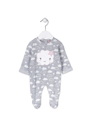 Pijama de algodón de color gris con parche de nube LOSAN