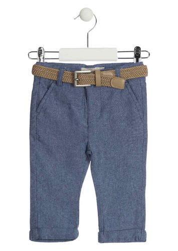 Pantalón de lino con cinturón de goma trenzado LOSAN