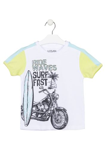 Camiseta de color blanco con moto estampada LOSAN