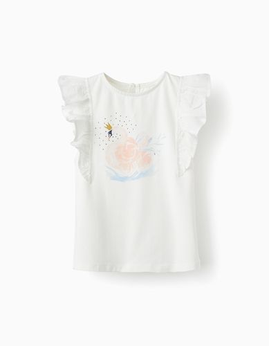 Camiseta con Brillantes y Purpurina 'Swan', Blanco Zippy